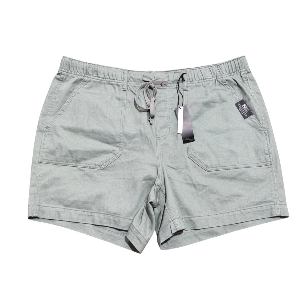 Stitch Star Womens Plus 2X Sage Olive Green Twill Casual Pull On Shorts NWT NEW